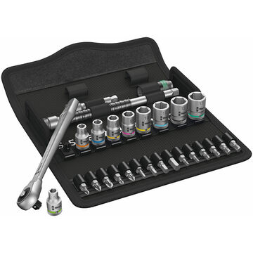 Wera 8100 Ratchet Set W/Push Thru Sqr 1/4 Drive 28pcs